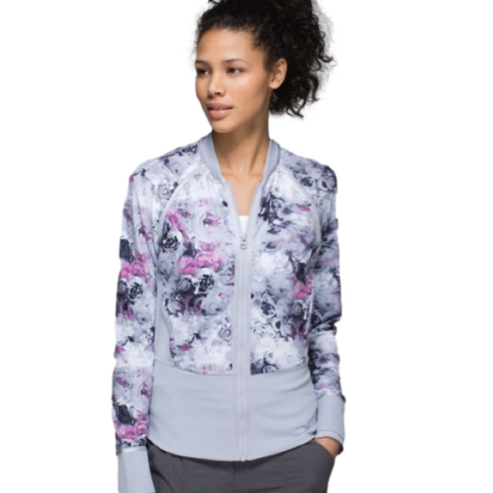 Like new! RARE Lululemon If You're Lucky Zip Up Jacket Sheer Lilac Purple Sz 8